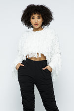 Love Life Shaggy Long Sleeve Crop Sweater Top