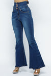 High Waist Button up Tie back Flare Jeans Pants