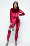 Velvet Long Sleeve Fitted Jumpsuit