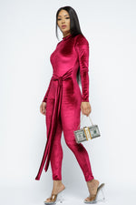 Velvet Long Sleeve Fitted Jumpsuit