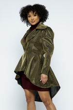 Puff Sleeve Hi Low Shiny long Jackets