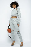 Hoody Zipper Detail Sweatshirt Jogger Sets