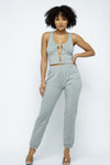 French Terry Rhinestone Side Detail Jogger Pants