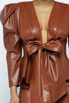 Camel Sexy Two-Piece Faux Leather Sets