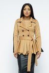 Pleated bottom Tie button Jacket