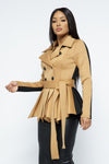 Pleated bottom Tie button Jacket