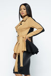 Pleated bottom Tie button Jacket