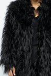 Black Faux Fur Long Sleeve Long Coat Jackets