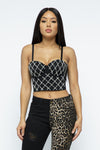 Big Rhinestone Strappy Bustier Top