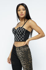 Big Rhinestone Strappy Bustier Top