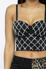 Big Rhinestone Strappy Bustier Top