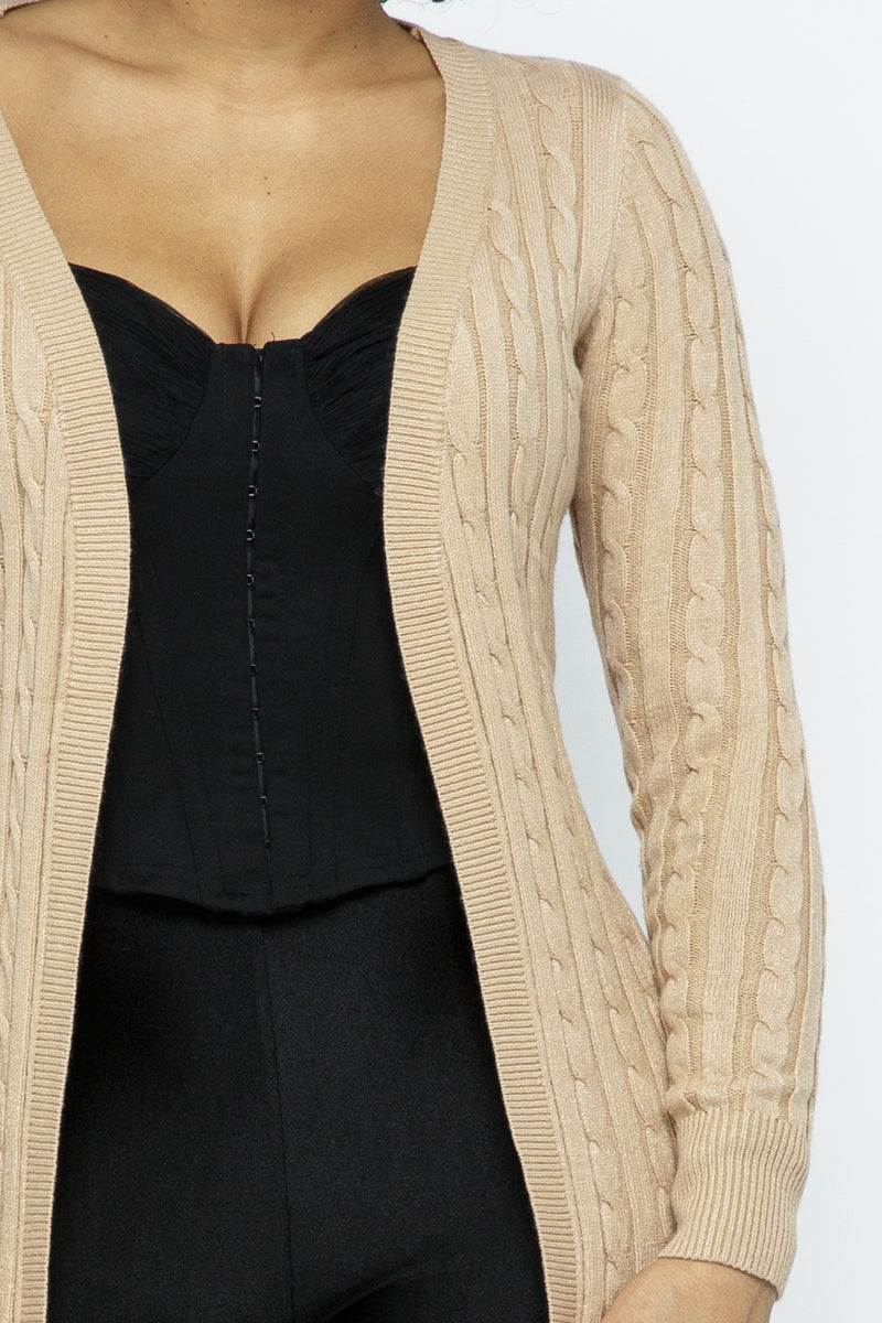 Long Sleeve Cozy Knit Cardigan With Open Front Jackets