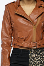 Faux Belted Moto Jackets