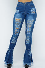 HW Destroy Stretch Skinny With  Bell Hem Jeans