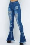 HW Destroy Stretch Skinny With  Bell Hem Jeans