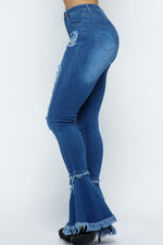 HW Destroy Stretch Skinny With  Bell Hem Jeans