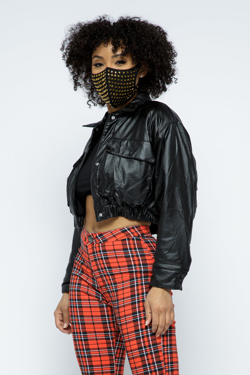 Pu Cropped Jackets