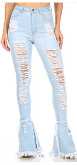 HW Destroy Stretch Skinny With  Bell Hem Jeans