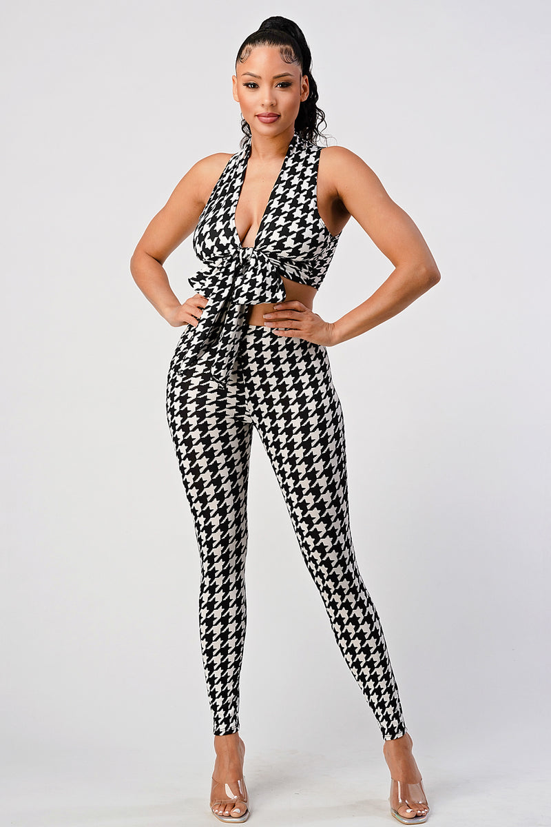 Houndstooth Top & Leggings Set