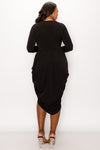 Copy of Solid Wrap-Style Draped Midi Surplice Dress Plus Size