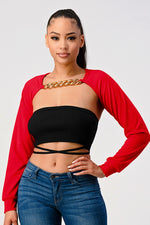 Chain Trim Long Sleeve Top