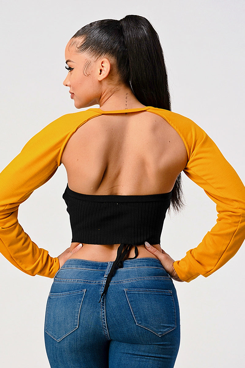 Chain Trim Long Sleeve Top