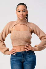 High Collar Arm Warmer Sweater