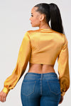 Satin Wrap Waist Blouse Top